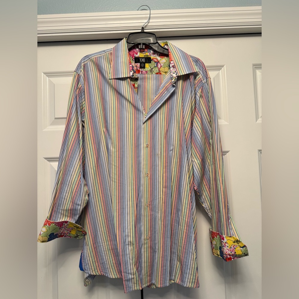 Vibrant Multicolor Striped Men's Shirt